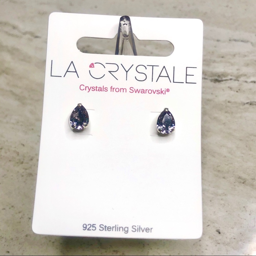 925 Sterling Silver Purple Swarovski Earrings
